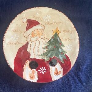 Maxcera Woodland Santa and Christmas Tree Plate 8 1/4 inches